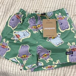 NWT 2T Patagonia baby baggies shorts- marching around: heartleaf green